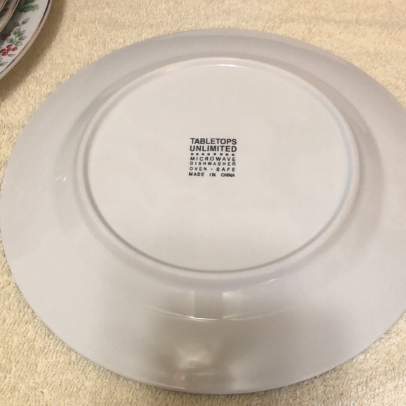 Two - Holly Ribbons Christmas 10 1/2” Dinner Plates - Picture 3 of 5